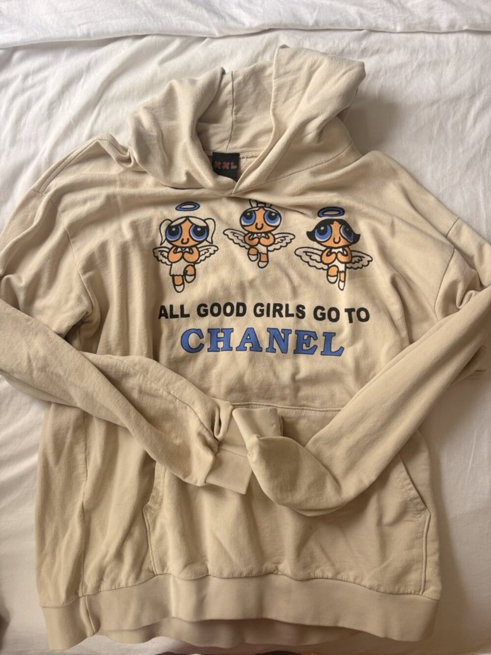 Rare Mega Yacht Good Girls Bad Girls Screen Printed Hoodie Cream XXL